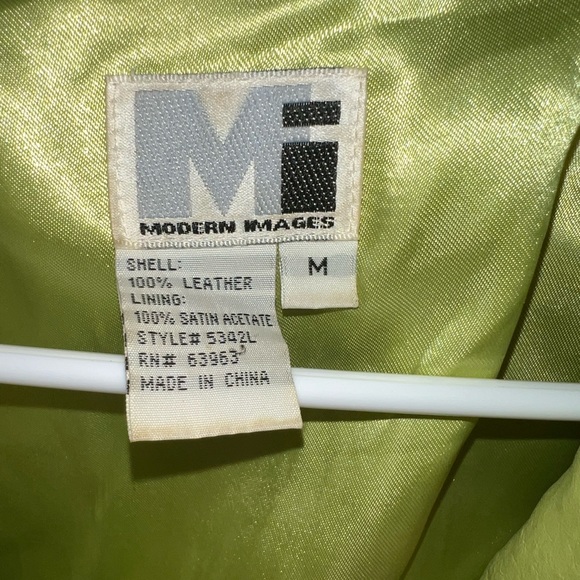 COPY - Vintage Modern Images Green 100% Leather Jacket - Picture 5 of 7